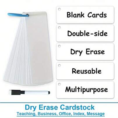 Lachilly 40 piezas de tarjetas de índice blancas en blanco reutilizables y de borrado en seco por ambos lados, tarjetas de juego en blanco para el estudio y el aprendizaje, tarjetas de aprendizaje para proyectos DIY, tarjetas de aprendizaje de vocabulario, recursos educativos para el hogar y el aula, juguetes educativos