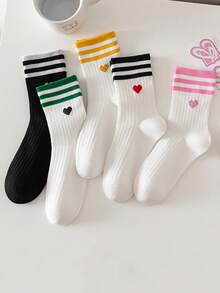 5 pares de calcetines de tobillo para mujer, simples y cómodos calcetines de tripulación con lazos, adecuados para todas las estaciones, con colores aleatorios - Multicolor - Ver 6