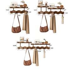 1pc Bamboo Wall Mount Coat Rack With Hooks, Polished Finish, Easy Install, Casual Style, No Drilling Required, Multipurpose Organizer For Bedroom, Living Room, Entryway - 棕色-4鉤 - 查看 6