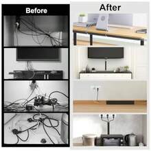 مجموعة 2 قطعة، 40 سم/15.75 بوصة، منظم كابلات تحت المكتب ذاتي اللصق لإدارة الكابلات في المنزل والمكتب