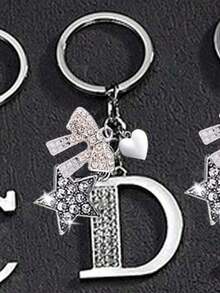 Diamond Personalized Minimalist A-Z Multifunctional Bag Charm, European And American New Arrival Creative Luggage Key Chain - Shiny 5-Star Diamond Pendant, Shiny Letter A-Z, Shiny Bow, Shiny Alloy Bag Charm - Perfect Gift For Birthday And Special Occasions, Earphone Charm - Multicolor - View 19