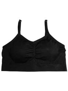 Zee Rucci Girls' Seamless Comfortable Cropped Top With Padded Bra And Straps, Sizes 4 To 16, Basic - 黑色 - 查看 1