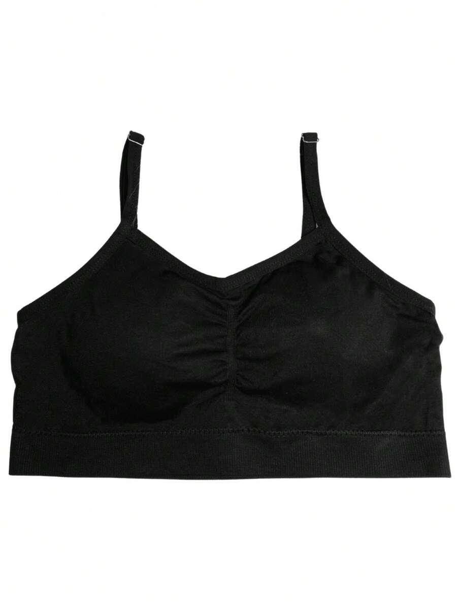 Zee Rucci Girls' Seamless Comfortable Cropped Top With Padded Bra And Straps, Sizes 4 To 16, Basic - 黑色 - 查看 1