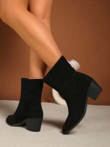 Botas de tobillo de moda para mujer, botines de tacón alto de punta, botas estilo western color caqui, botas de tobillo con tacón grueso/delgado retro, botas cortas clásicas, botas de tobillo negras, botas hasta la pantorrilla, botas de tacón alto cortas, botas para damas, otoño/invierno