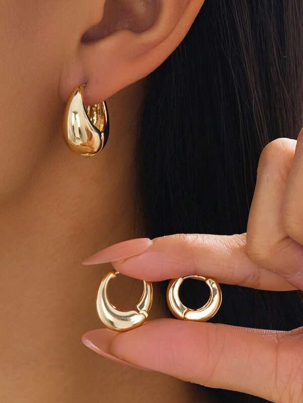 3 Pairs Minimalist Geometric Water Drop Earring Set, Luxury Vintage Style Earrings, Elegant Gift For Friends, Daily Accessories, Suitable For Parties, Gatherings, Street Photography, Runway