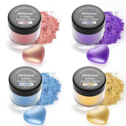 بريق صالح للأكل للكوكتيلات، بودرة لامعة صالحة للأكل لتزيين المشروبات والكيك، طقم بريق صالح للأكل لتزيين الكب كيك والشوكولاتة والحفلات