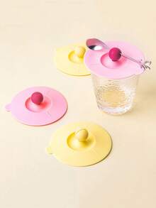 1pc Multi-Function Silicone Cup Lid Set, Suitable For Tea Cups And Coffee Mugs - Multicolor - View 5