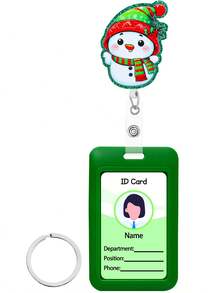 1PC ID Badge Card Holder With Christmas Nurse Badge Reel Retractable,Shining Acrylic ID Name Badge Reel Holder For Keys,With Key Ring,Cute Easy To Pull Buckle,Great Gifts For Women,Doctor,Nurse,Worker,The Perfect Gift For Nurses' Day And Christmas