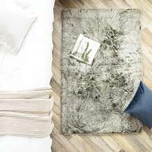 Ashler Soft Fox Faux Fur Chair Couch Cover Area Rug for Bedroom Floor Sofa Living Room(3 x 5 Feet Rectangle Green White) - Tipo 11 - Ver 3