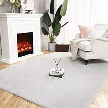 Ashler Soft Fox Faux Fur Chair Couch Cover Area Rug for Bedroom Floor Sofa Living Room(6 x 9 ft Rectangle Grey) - Tipo 19 - Ver 7
