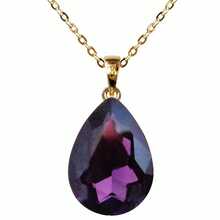 Navachi 18k Gold Plated Water Drop Pear-Shaped  Pendant Necklace 16inch+2inch{Inchcolor_nameinch:InchPurpleinch} - 紫色 - 查看 1