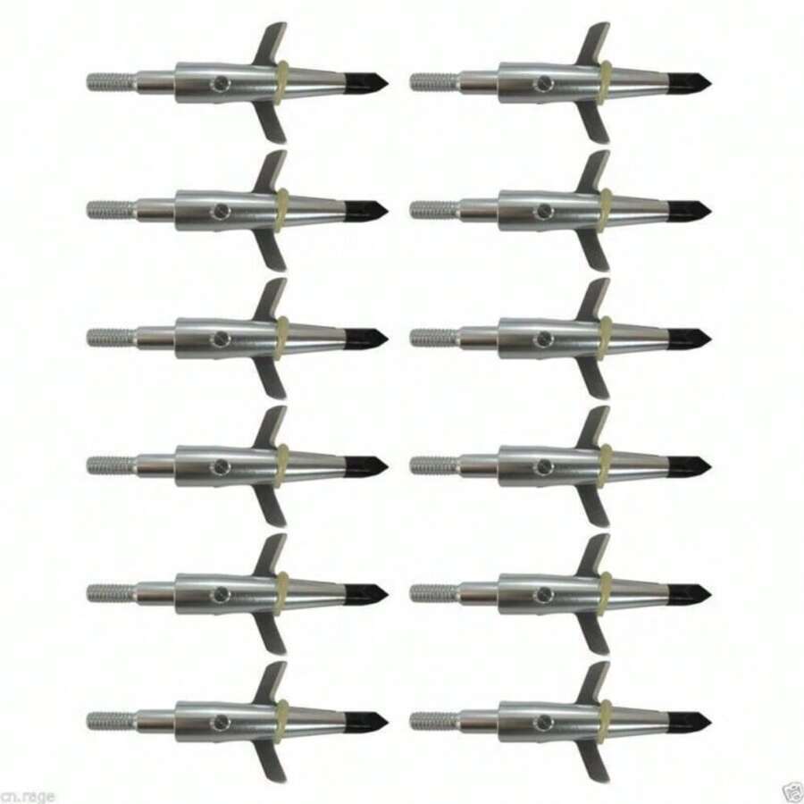 12Pcs 100 Grain Expandable Broadhead Replacement Cutting Broadhead, Arrow Heads For Traditional Bows And Compound Bow - Silver - View 1