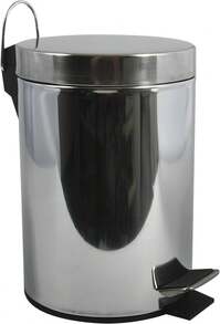 MSV, Edelstahl-Tretabfalleimer, Fußpedal, für kleine Räume, Sanft schließender Deckel, mit Inneneimer, Rund, 20 Liter, Spiegel