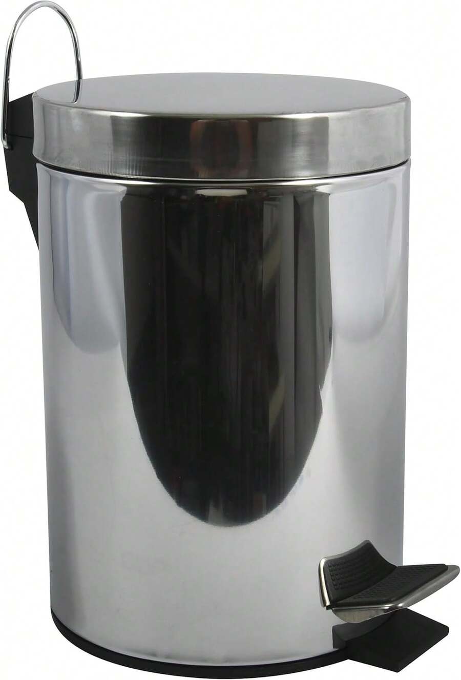 MSV, Edelstahl-Tretabfalleimer, Fußpedal, für kleine Räume, Sanft schließender Deckel, mit Inneneimer, Rund, 20 Liter, Spiegel