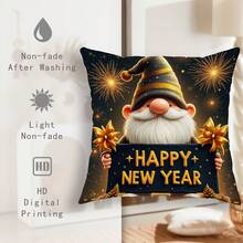 4pcs New Year's Day Throw Pillow Covers - Black & Golden Festive Champagne & Fireworks Design, Like Texture Cases With Zipper Closure, For Sofa Bed Living Room Decor, Chinese New Year Party (No Pillow Cover - Multicolor - View 10
