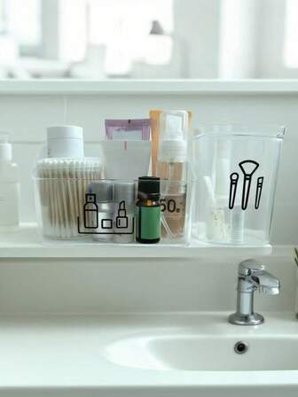 1 st transparent förvaringslåda, sminkorganisatör för kosmetika, läppstift, hudvårdsprodukter, skrivbordsorganisatör, badrumsskåpshylla