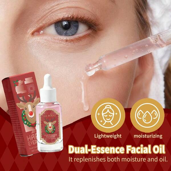 1.0FL.OZ/30ml Dual Extract Facial Serum, Rose Water Nourishing, Hyaluronic Acid Moisturizing, Softens & Brightens Skin, Skincare, Christmas, Christmas Gift,