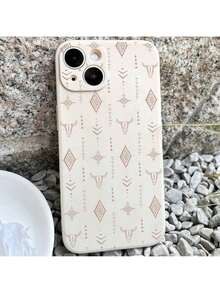 Funda de silicona con patrón de cabeza de vaca, fundas protectoras anti-caída para celular, cubierta de teléfono móvil a prueba de golpes para iPhone 11 12 13 14 15 Pro Max, accesorios para teléfono Funda con impresión HD - Blanco antiguo - Ver 2