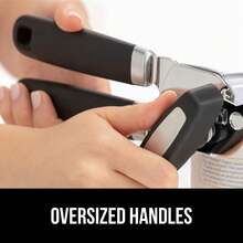 Heavy Duty Stainless Steel Smooth Edge Manual Can Opener And Bottle Openers, Soft Comfortable Handle, Oversized Handheld Turn Knob, US Designed Multifunctional Kitchen Tool, Black - Black - View 9