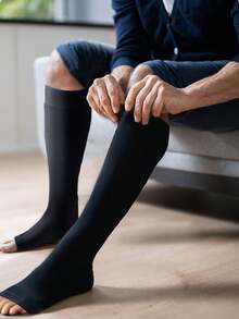 Unisex 25,30 MmHg High Compression Knee High Socks Open Toe Elastic Calf Shaping Sport Socks, Cozy Socks