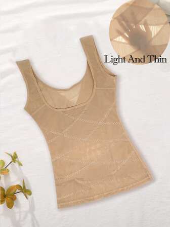 1pc Women's Sheer Cami Shaper Bra Top With Tummy Control & Waist Cincher