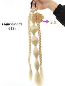 1PC Synthetic New Chinese Style Lantern Bubble Ponytail With Removable Yellow Bow For Girls Kids Sweet CoolLong Braid Lantern Boxing High Ponytail - Multicolor - View 10