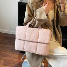 YOONI 柔软笔记本电脑保护套，适用于 14/15.6 英寸笔记本电脑，轻便防震，公文包式手提包，绗缝刺绣，简约通勤包，可挂在行李箱拉杆上，笔记本电脑包，笔记本电脑保护套，男女通用旅行必备