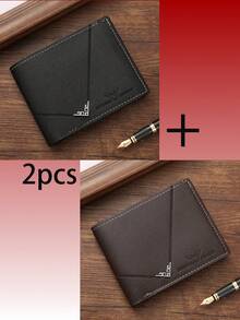1-3 件/套男士 PU 皮革短钱包，时尚格子软钱包，大容量多卡槽，可存放大额钞票，简易硬币袋，信用卡银行卡身份证照片槽，商务休闲风格，是男士生日或伴侣的理想礼物，男士青春时尚风格适合青少年夏季休闲户外运动或度假旅行或毕业礼物或生日礼服配饰正式/商务正式情人节创意