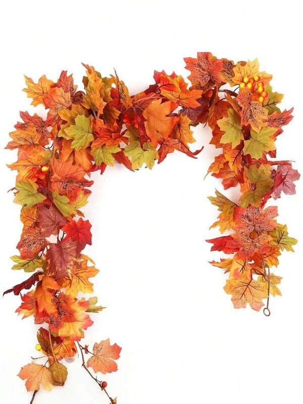 2 piezas de guirnalda de arce, vid con acento de bayas para crear un ambiente otoñal acogedor, perfecto para Acción de Gracias y Navidad, decoración lista para colgar