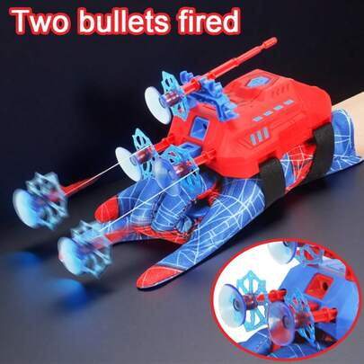Spider Launcher Toy, Shoots Double Bullets, Spider Web Suction Cup Soft Bullets, Spider Gloves, Hero Role Play Props, Children Wear On Arm, Interactive Game, Boys' Holiday Party Gift
