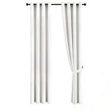 Juego de Cortinas Blancas Modernas con Ollaos para Barra - Blanco - Ver 1