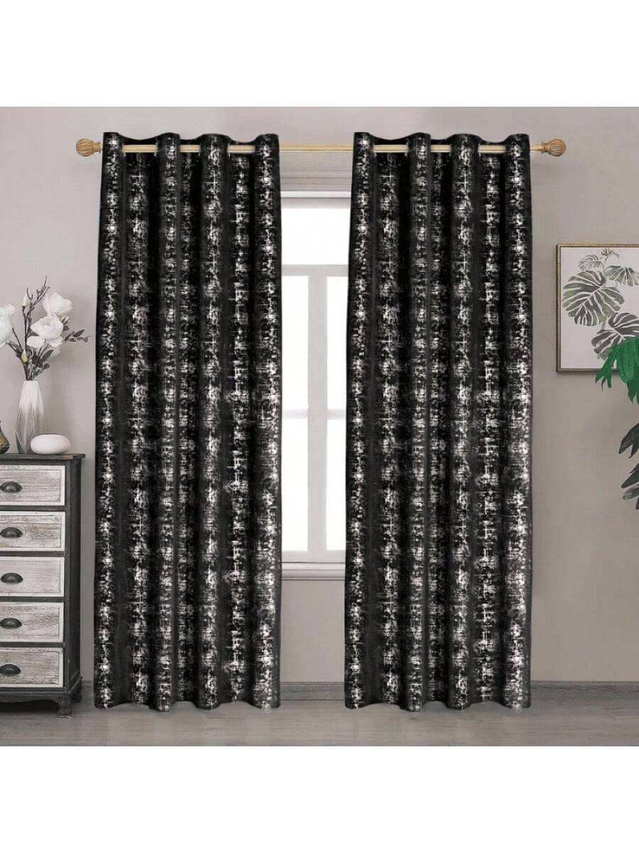 Juego de Cortinas Negras con dorado con Ollaos para Barra