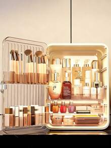 Large Capacity Multifunctional Makeup Box, Luxury High Capacity Cosmetic Storage Rack, Vanity Organizer For Skincare Products, Multi-Layer Dust-Proof Storage Box , Makeup Room Decor,Makeup Bag,Travel Essential - Multicolor - View 3