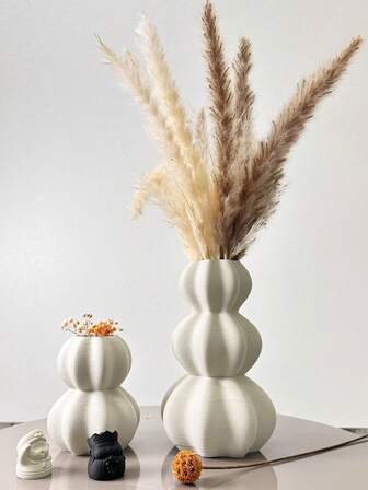 乡村风葫芦花瓶 - 装饰性圆柱形葫芦花瓶，适合搭配芦苇装饰，打造现代波西米亚风格家居装饰，是客厅、卧室和办公室的理想之选 - 无需用电，是送给妈妈的完美礼物