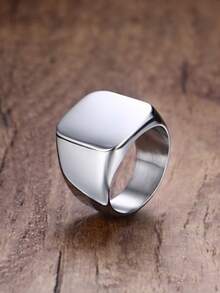 1 Piece Personalized Stainless Steel Ring, Laser Engraved Photo Text Black Gold Silver, Fashion, Vintage, Simple, Unisex, Casual, Cute, Customized, Personalized, Unique, Ideal Gift For Him, Ideal Gift For Her, Boyfriend, Dad, Family, Friends, Anniversary, Birthday, Graduation, Prom, Party - Style - View 4