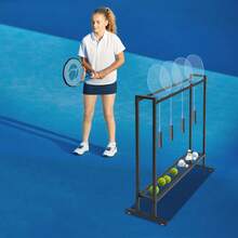 LianDu-US Badminton/Tennis Racket Storage Organizer, Floor Standing Rectangular Storage Rack With 4 Foot Pads For A Game Room, Garage, Basement, Playground, Gym, 29.53*11.81*35.43 Inches (Black) - Black - View 1