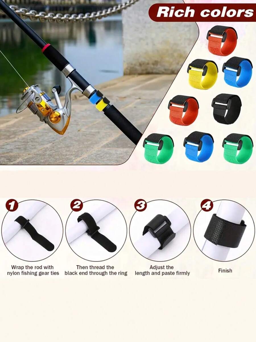 2 chiếc dây buộc cần câu, dây đeo vai, khóa dán, dây buộc thắt lưng, dây buộc cần câu, dụng cụ câu cá ngoài trời