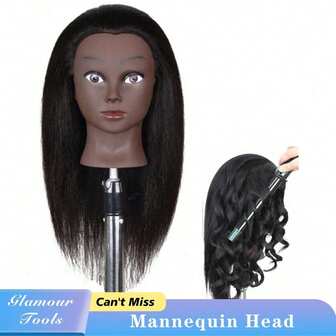 100% Human Hair Model Head, 14"16", For Hairstylist Practice & Braiding