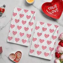 2/4/48 Piezas de Toallas de Cocina con Temática del Día de San Valentín - Super Suaves y Altamente Absorbentes de Poliéster con Patrones de Corazones Rosas - Perfectas para Decoración Festiva, Decoración de Cocina y Decoración de Fiesta. - Multicolor - Ver 7