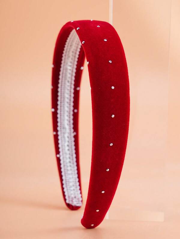 1pc Girls Velvet Rhinestone Headband, Fashionable For Parties Or Everyday Use, Autumn/Winter