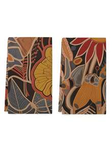 2pcs Bohemian Style Kitchen Towels, Modern Abstract Floral Pattern, Super Soft Woven Fabric, Machine Washable, Suitable For Home Decor And Holiday Gifts - Multicolor - View 6