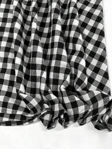 EARO Thiết kế cổ điển kiểu Pháp thời trang cao cấp đa năng thường ngày váy kẻ caro dài xếp ly thanh lịch hình chuông đi làm, váy xòe chữ A không co giãn, cạp cao mùa đông mới, thanh lịch, ôm eo, thoải mái, không co giãn - màu đen - Xem 3