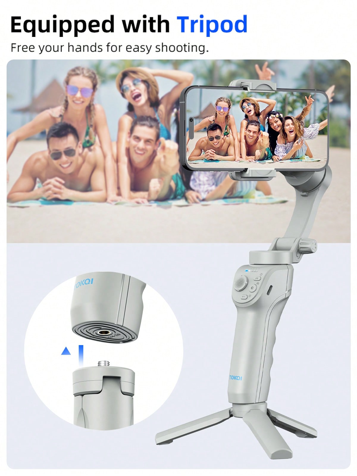 TOKQI مثبت يدوي جيمبال مع هاتف ذكي، حامل هاتف ذو 3...