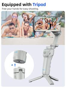 TOKQI Handheld Gimbal Stabilizer With For Smartphone, 3-Axis Multi-Functional AI Facial Tracking Phone Holder With Built-In Fill Light,Portable And Foldable Phone Stabilizer Selfie Stick Tripod For Anti-Shake Shooting,Vlogging,Video Recording - Multicolor - View 8