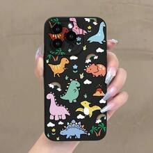 Dinosaur Colorful Small Pattern Angel Eye Matte Soft Case Compatible With IPhone 17 Air/16 15 14 13 12 Pro Max/17 16 15 14 Plus Mini 11/X/XS Max Compatible With Samsung S22 S23 S24 S25+ Ultra/Edge/Plus Anti-Fingerprint Shockproof Anti-Drop Phone Case Unisex Holiday Birthday Gift - 黑色 - 查看 2