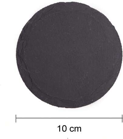 トッソウ コースター 天然石 スレート ハンドメイド コースター 耐熱 断熱 速乾 4個セット 滑り止め おしゃれなティーカップ用 ナチュラルコースター ブラック 丸型