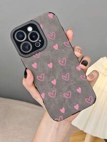 Niedliches rosa Herzmuster, schmale Passform, Schutzhülle für Teenager-Mädchen, ästhetisches Design, stoßfeste Rückseite, kratzfeste Bumper-Hülle, kompatibel mit iphone16 pro max/16pro/16plus/16/15promax/15pro/15plus/15/14promax/14pro/14plus/14/13promax/13pro/13/12promax/12pro/12/11promax/11pro/11/X/XS/XSmax