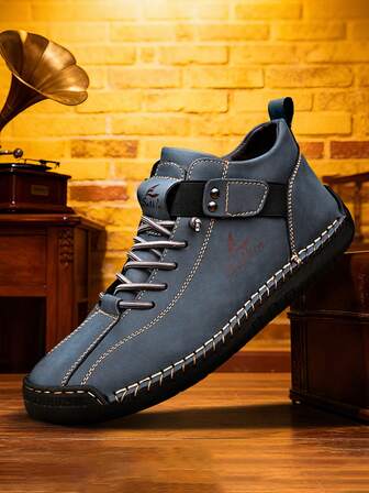 Salkin New Handmade Men's Boots With Elastic Band, Convenient Slip-On Design, Designer Sports Shoes, Men's Outdoor Casual Shoes, Affordable Brand Feel, Daily Commute Versatile Flat Shoes, Non-Slip Leather Shoes, Men's Driving Ankle Boots, Holiday Gift, Soft Comfortable Breathable Spring/Autumn, Plus Size Men's Shoes, Please Order One Size Up As It Runs Small