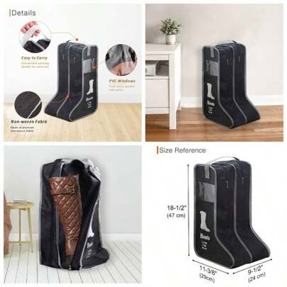 2 Pack Portable Boots Storage Bag, Black Shoe Bags Storage And Travel Dust Proof Travel Shoe Bags Packing Large