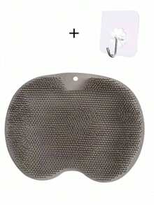 Shower Cleaning Brush Wall-Mounted Silicone Back & Foot Massage Bath Mat Bathroom Scrub Pad With Suction Cup For Exfoliating Dead Skin (Pink)